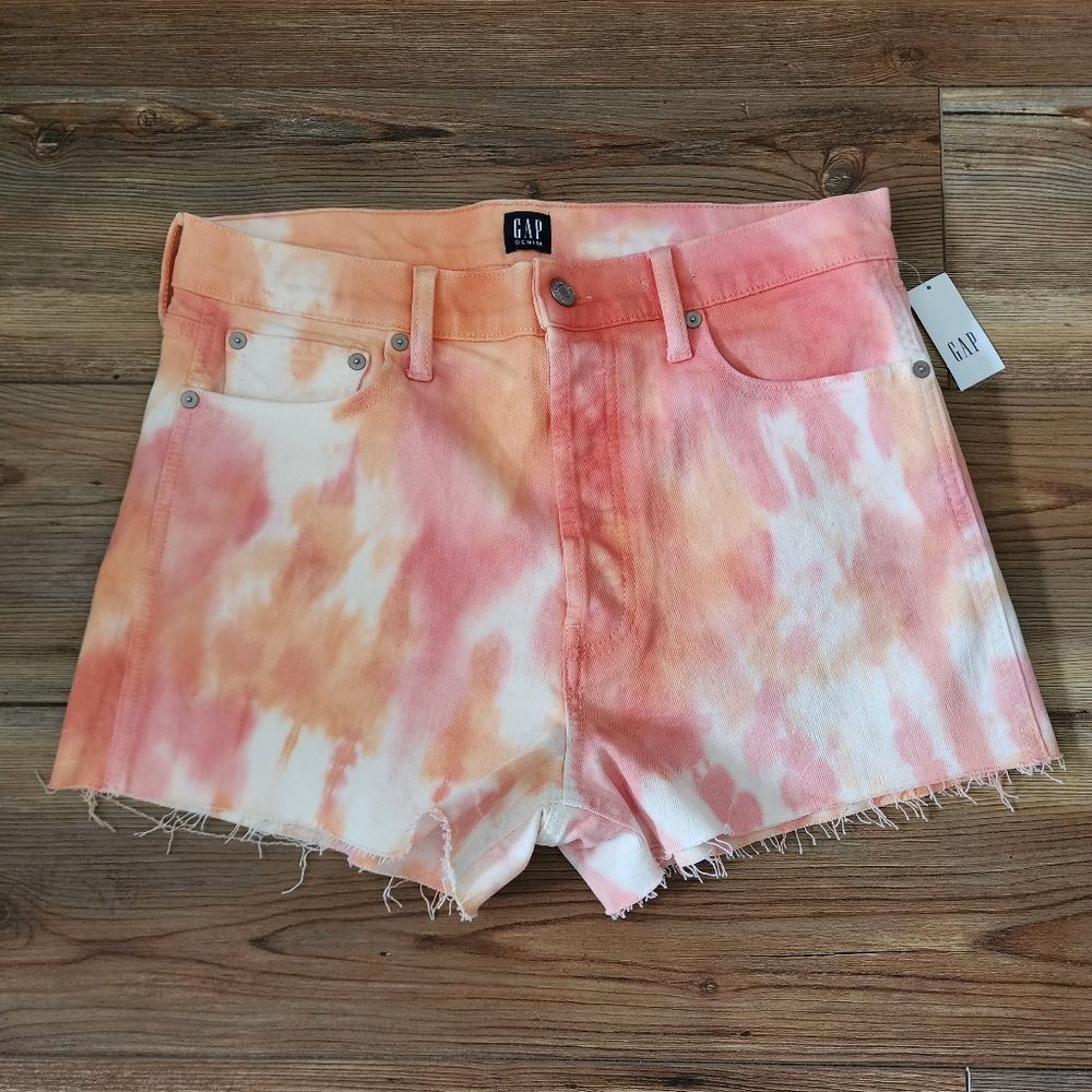 GAP Tie-Dye Pink & Orange Denim Shorts-NWT